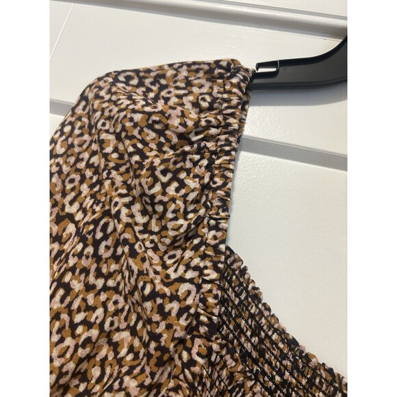 Anthropologie Maeve Smocked  Paisley Peasant Tie Sleeves Midi Dress Size Large - Picture 4 of 7